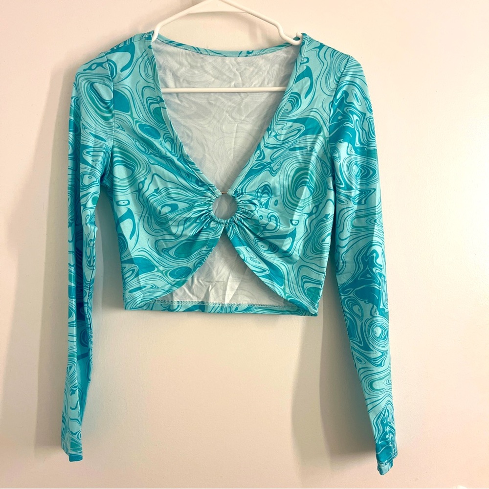shein blue disco crop top